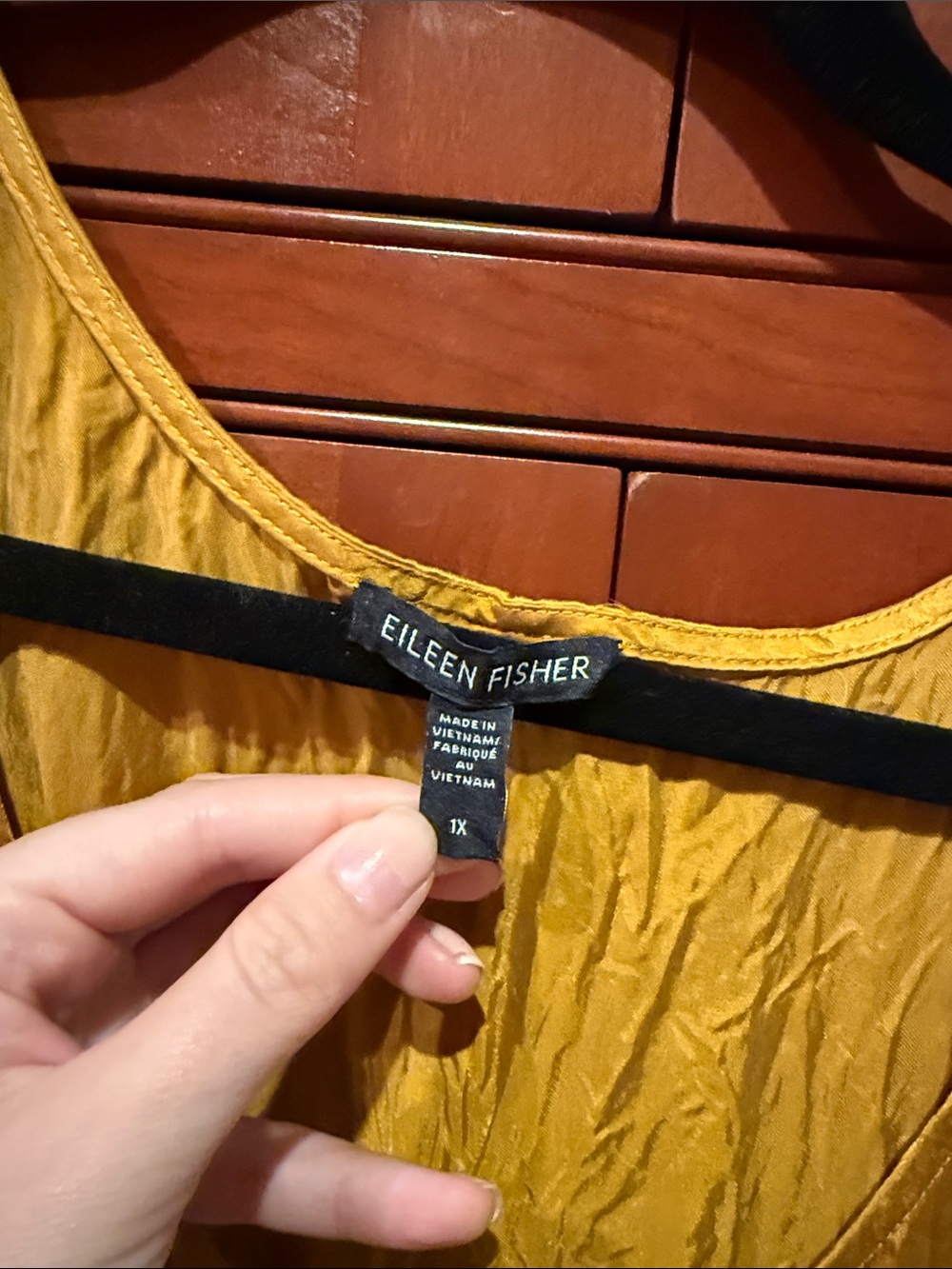 Eileen Fisher Cupro Mustard Yellow Dress - Picture 2 of 4